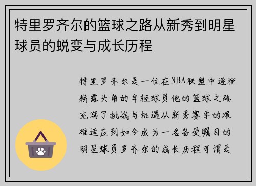 特里罗齐尔的篮球之路从新秀到明星球员的蜕变与成长历程